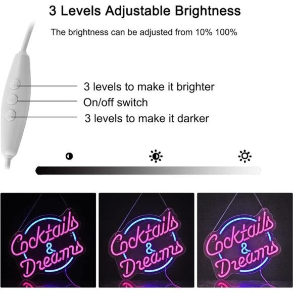 Cocktails and Dreams Movie LED Neon Sign Light Wall Decor Bar Party Man Cave NEW - Picture 3 of 7